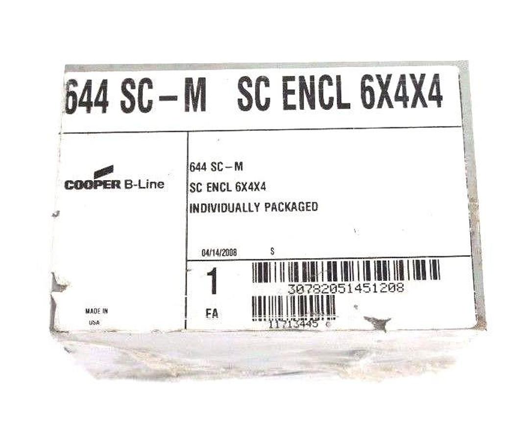 NEW COOPER B-LINE 644 SC-M SCREW COVER JUNCTION BOX 6X4X4, 644SCM
