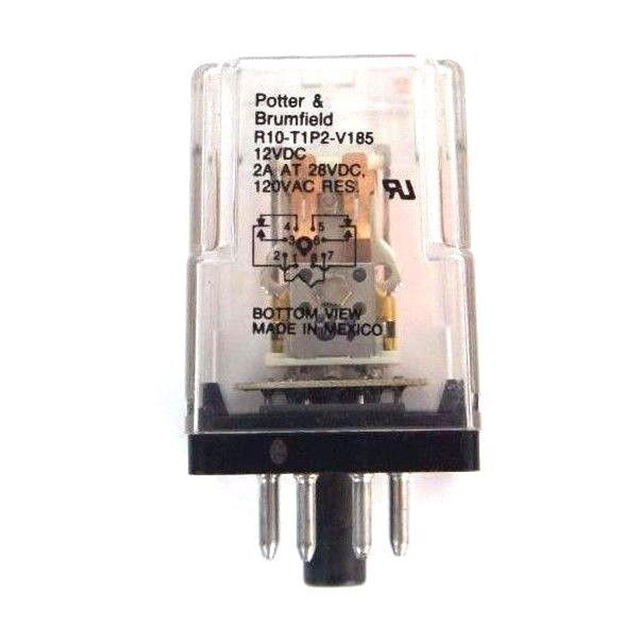 Used LOT OF 2 POTTER & BRUMFIELD R10-T1P2-V185 RELAYS 12VDC, 2A AT 28VDC, 120VAC