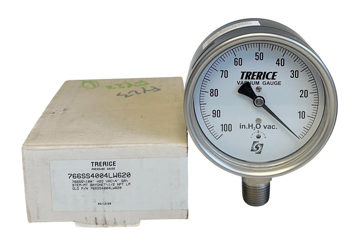 TRERICE 766SS4004LW620 / 766SS VACUUM GAUGE 0-100'' H2O VAC 4'' GAUGE SS NSMP