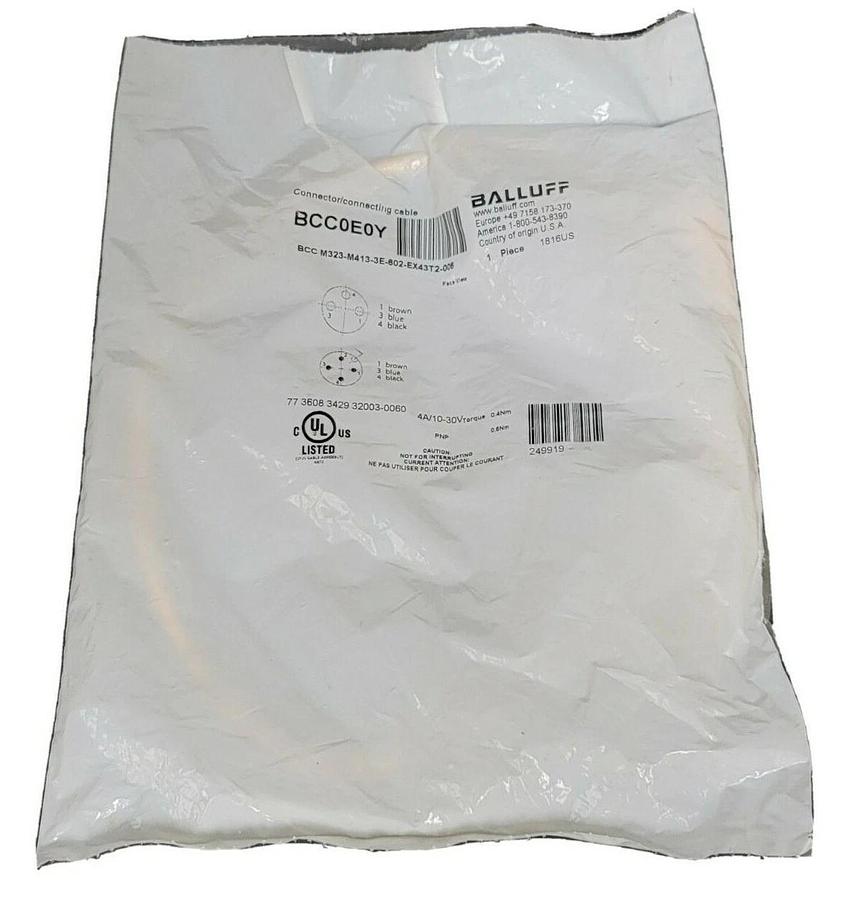 Used NEW BALLUFF BCC M323-M413-3E-602-EX43T2-006 CONNECTING CALBE BCC0E0Y