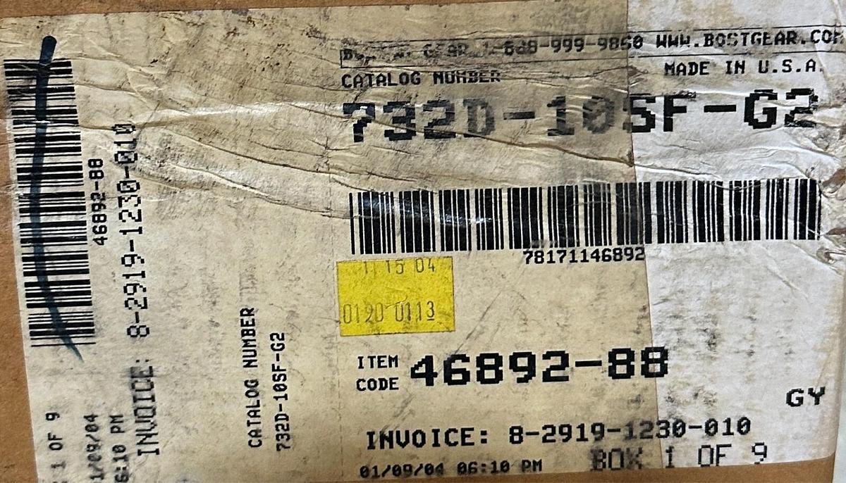 Used BOSTON GEAR 732D-10SF-G2 / 46892-88 700 SERIES WORM GEAR SPEED REDUCER 10:1 NSMP