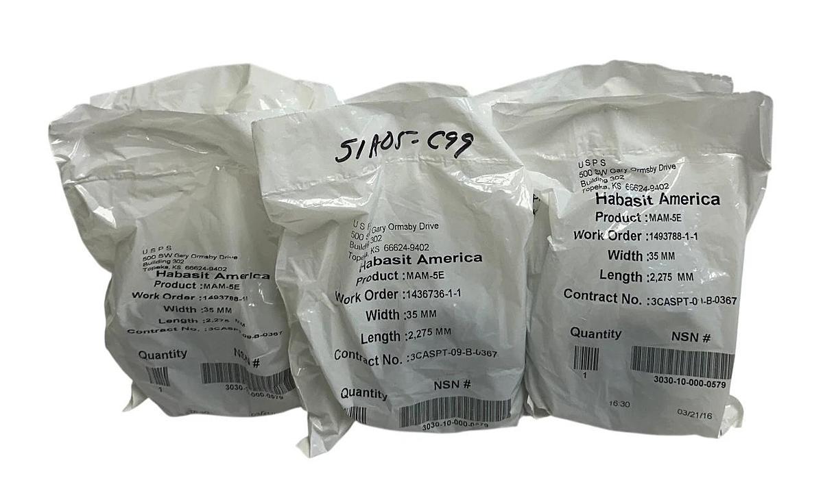 Used 6 HABASIT AMERICA MAM-5E / MAM5E CONVEYOR BELTS W: 35mm L: 2,275mm OEM NSFS
