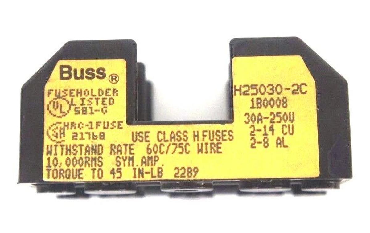 Used COOPER BUSSMANN H25030-2C FUSEHOLDER H250302C, 30A-250V