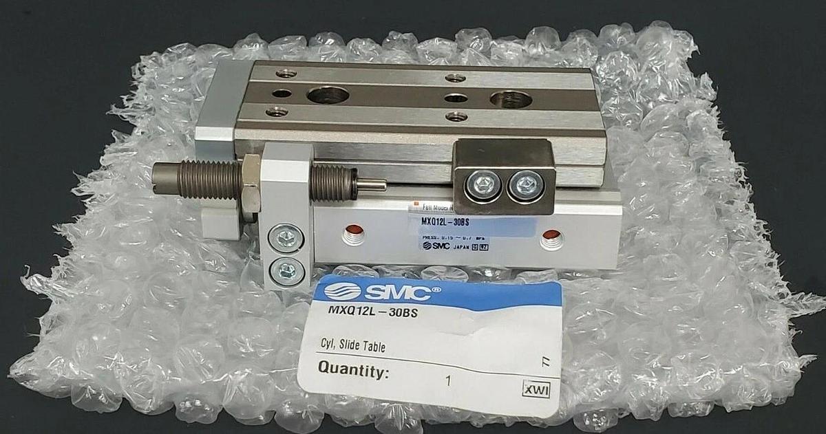 Used NEW SMC MXQ12L-30BS CYLINDER TABLE SLIDE SHOCK ABSORB MXQ12L30BS
