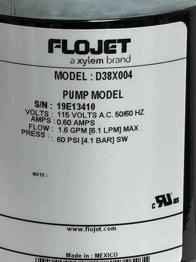 Flojet D38X004 Duplex II Diaphragm Demand Pump 115V 1.6 GPM 60 PSI New