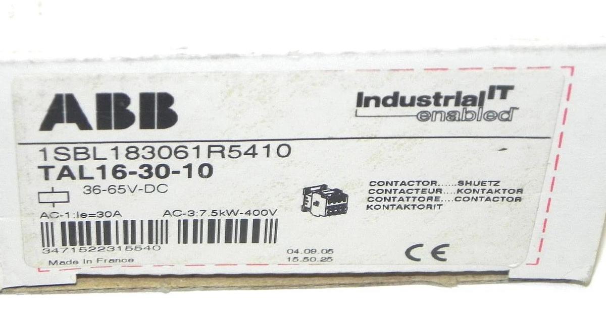 Used NIB ABB TAL16-30-10 CONTACTOR 1SBL183061R5410