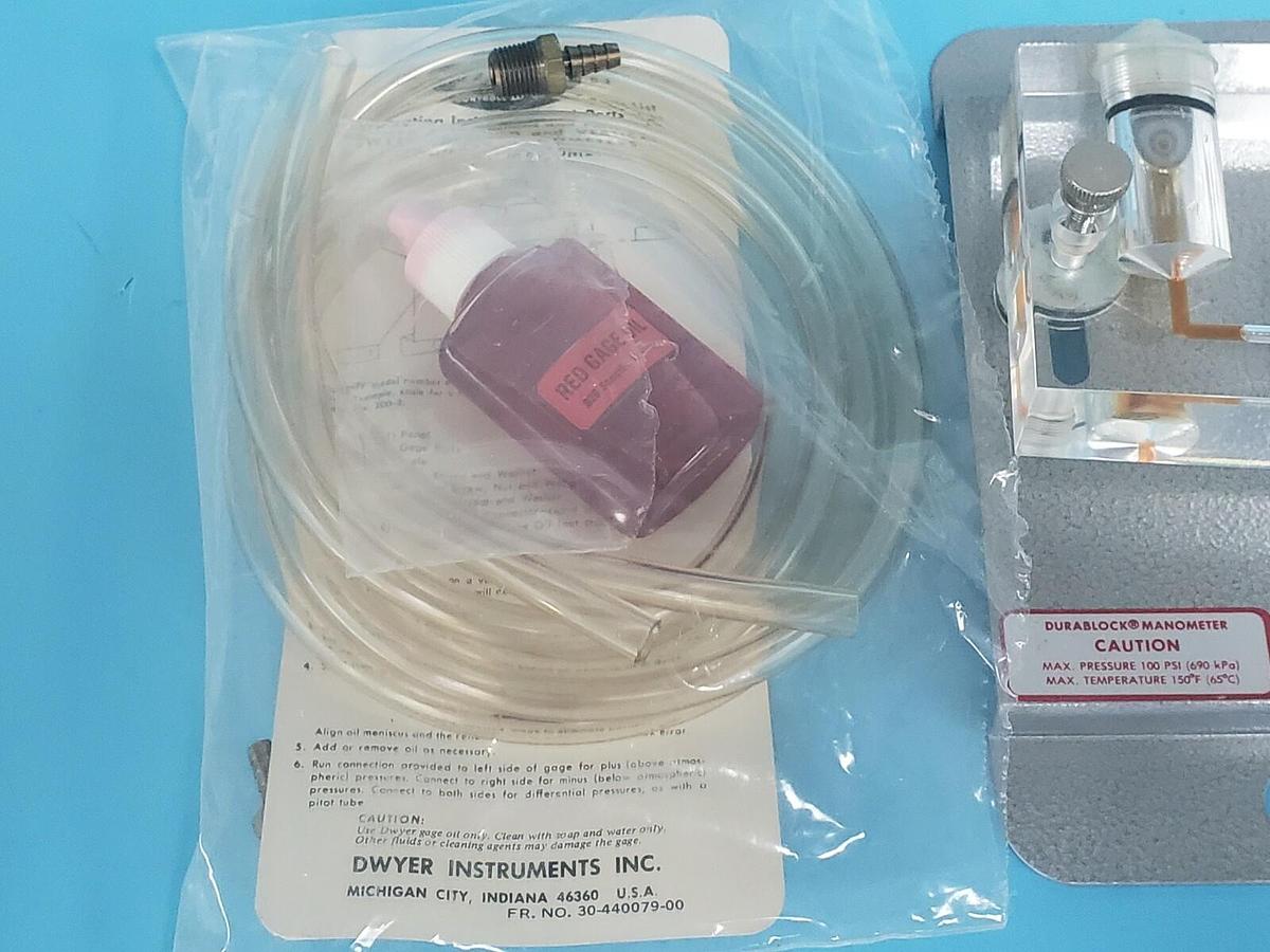 Used NEW DWYER 215 6" INCLINED MANOMETER STATIONARY GAUGE .05-0-.25" H2O