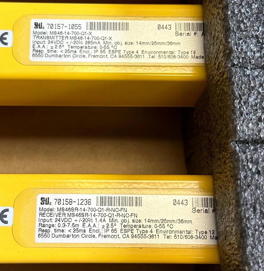 NEW STI MS46SR-14-700-Q1-10X-10R-NC-FN-RM2 LIGHT CURTIAN SYSTEM 70156-2292 RM-2