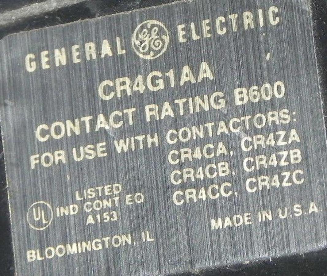 Used GENERAL ELECTRIC CR4G1AA OVERLOAD RELAY