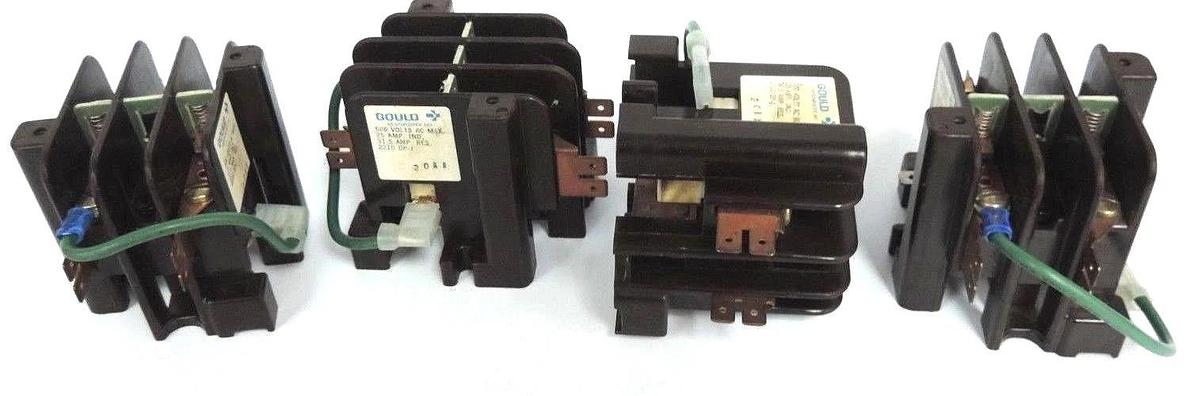 Used LOT OF 4 GOULD 2210 DP-J 20AA CONTACTORS 2210DPJ20AA, 600 VOLTS AC 25 AMP. IND.