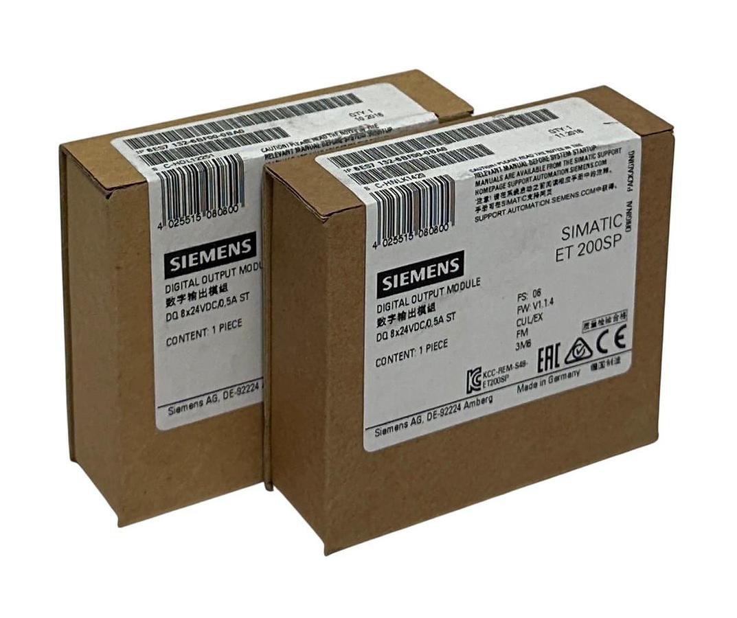 Used 2 SIEMENS 6ES7 132-6BF00-0BA0 SIMATIC ET200SP DIGITAL OUTPUT MODULES 24VDC NSFS