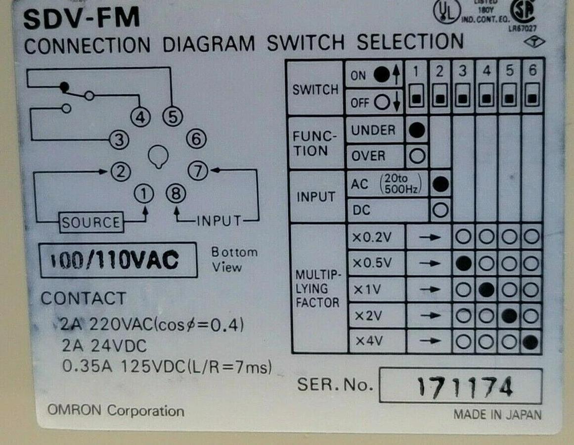 Used NIB OMRON SDV-FM6 VOLTAGE SENSOR SDVFM6 AC100/110V