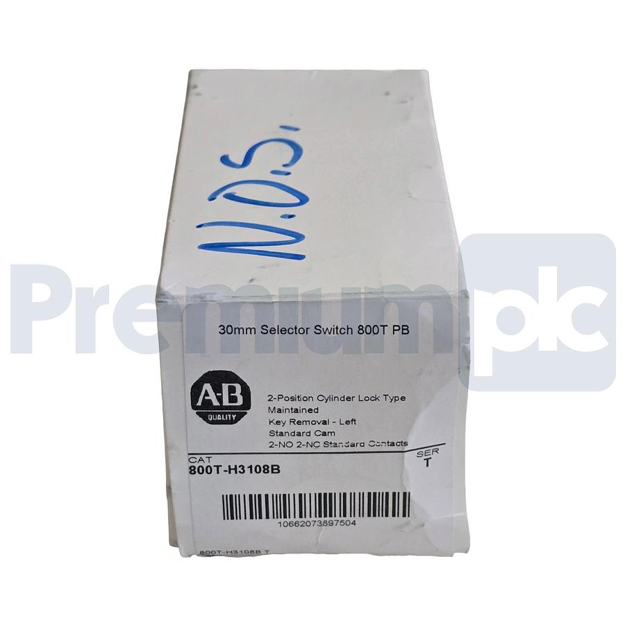Used Allen-Bradley 800T-H3108B /T 30mm 2-Pos Cylinder Lock Selector Switch 2-NO/2-NC