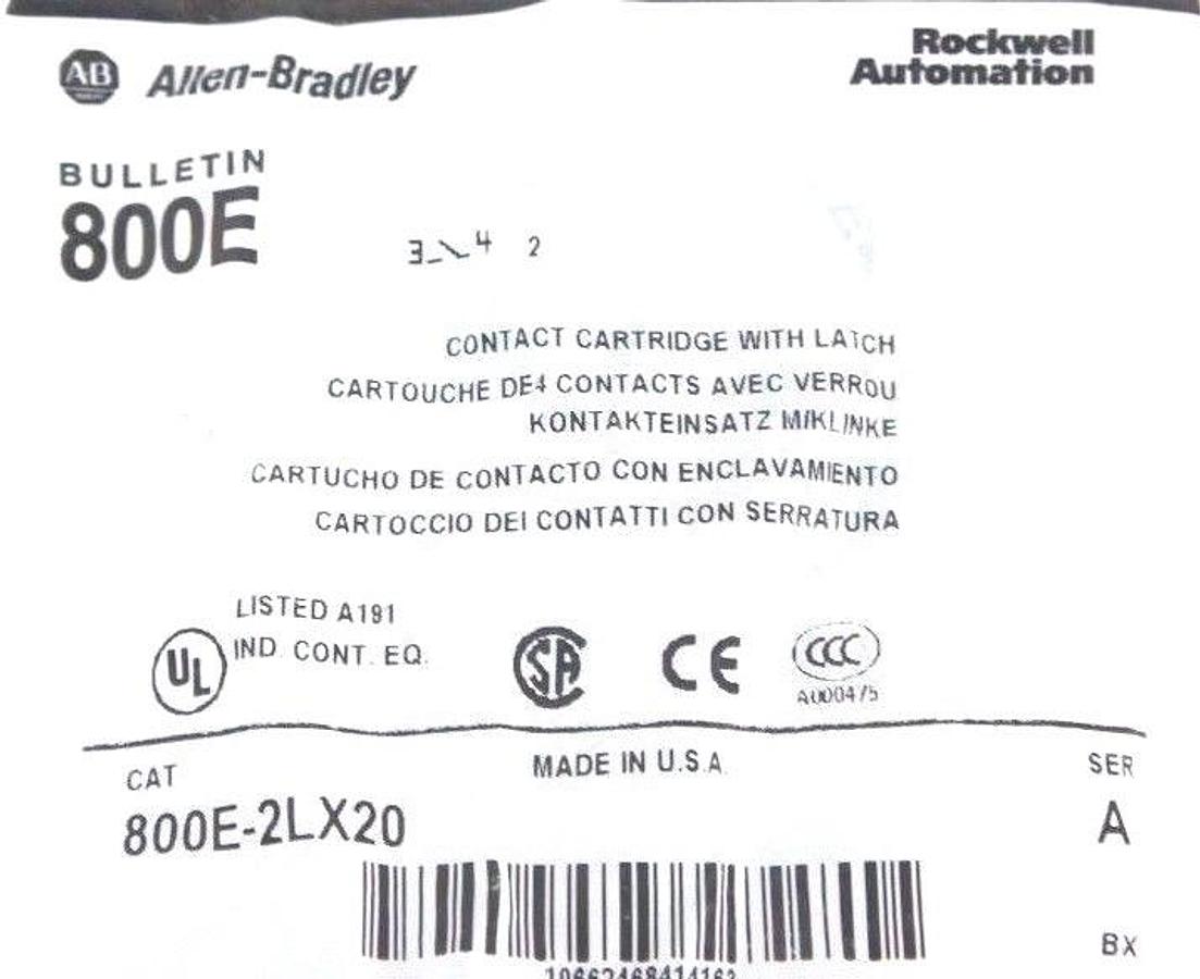 LOT OF 3 NEW ALLEN BRADLEY 800E-2LX20 CONTACT CARTRIDGES W/ LATCH SER. A
