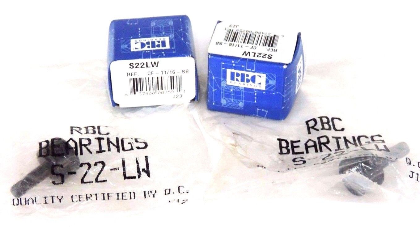 Used LOT OF 4 NEW RBC S-22-LW CAM FOLLOWER BEARINGS S22LW