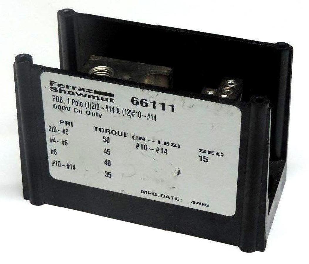 NEW FERRAZ SHAWMUT 66111 FUSE BLOCK, 175AMP, 1POLE, 600V