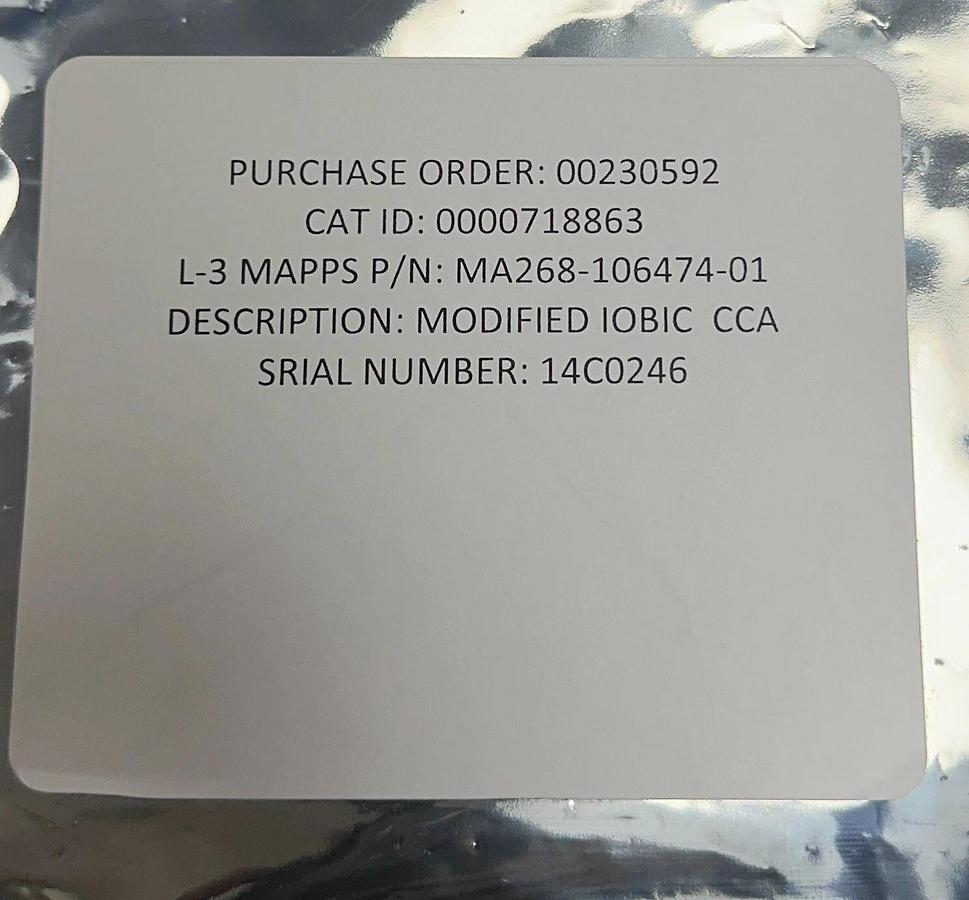 L3 MAPPS CAE MA268-106474-01 / MA32436.04.2.268 MODIFIED IOBIC CCA BOARD NSNP