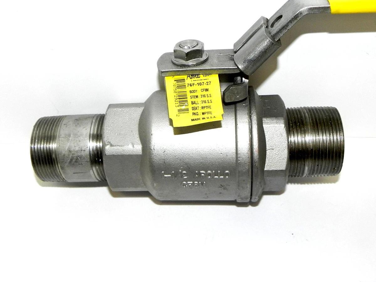 Used APOLLO 76F-107-27 BALL VALVE BODY: CF8M STEM: 316 S.S. 1-1/2''