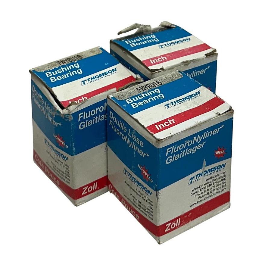 3 THOMSON INDUSTRIES FNYBU16 FluoroNylmer BUSHING BEARINGS 1'' LINEAR NSMP