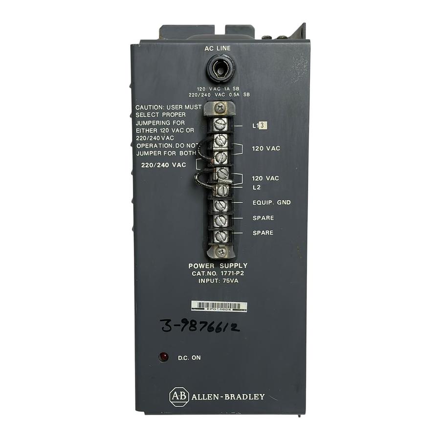 Used Allen-Bradley 1771-P2 Power Supply Bulletin 1771 Series PLC Module