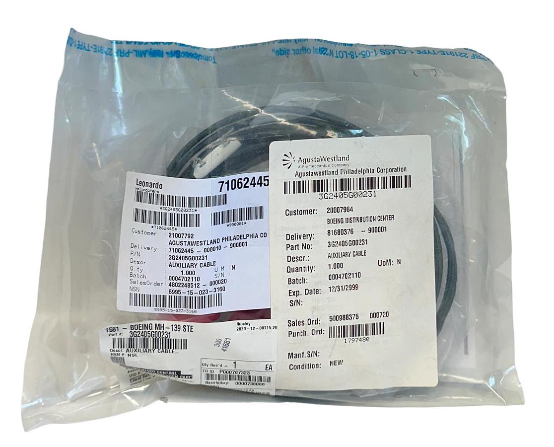 Used NEW AgustaWestland LEONARDO 3G2405G000231 / 71062445 AUXILIARY CABLE NSMP