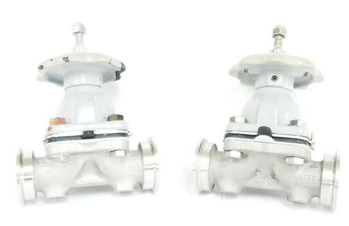 Used LOT OF 2 ITT GRINNELL DIAPHRAGM VALVES WITH 1819 CF8M 1" VALVE BODIES