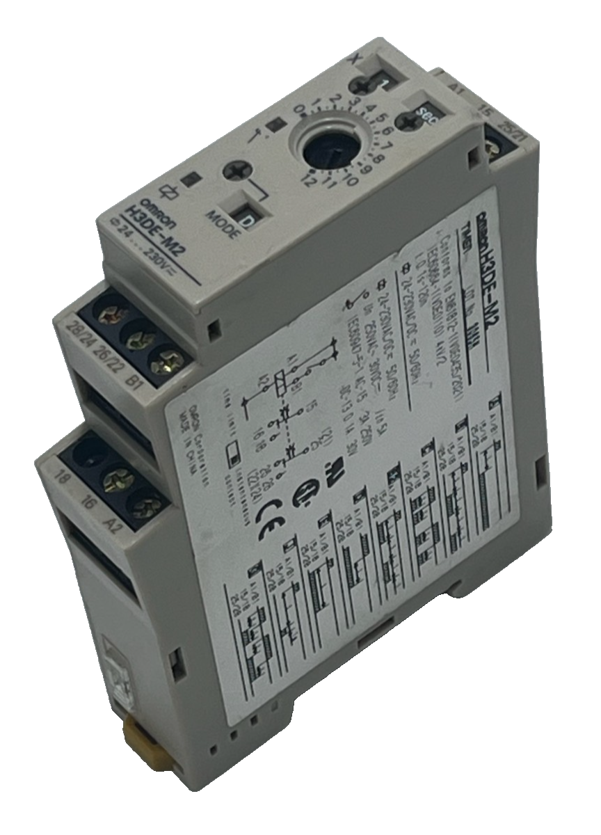 Used Omron H3DE-M2 Multi-Function Timer Relay 24-230V AC/DC DPDT DIN Rail Mount
