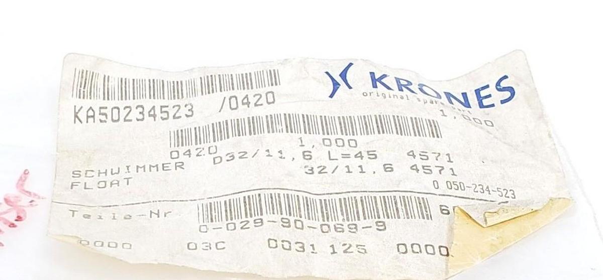Used NEW KRONES 0-029-90-069-9 FLOAT D 32/11,6, L=45, 4571, 0029900699