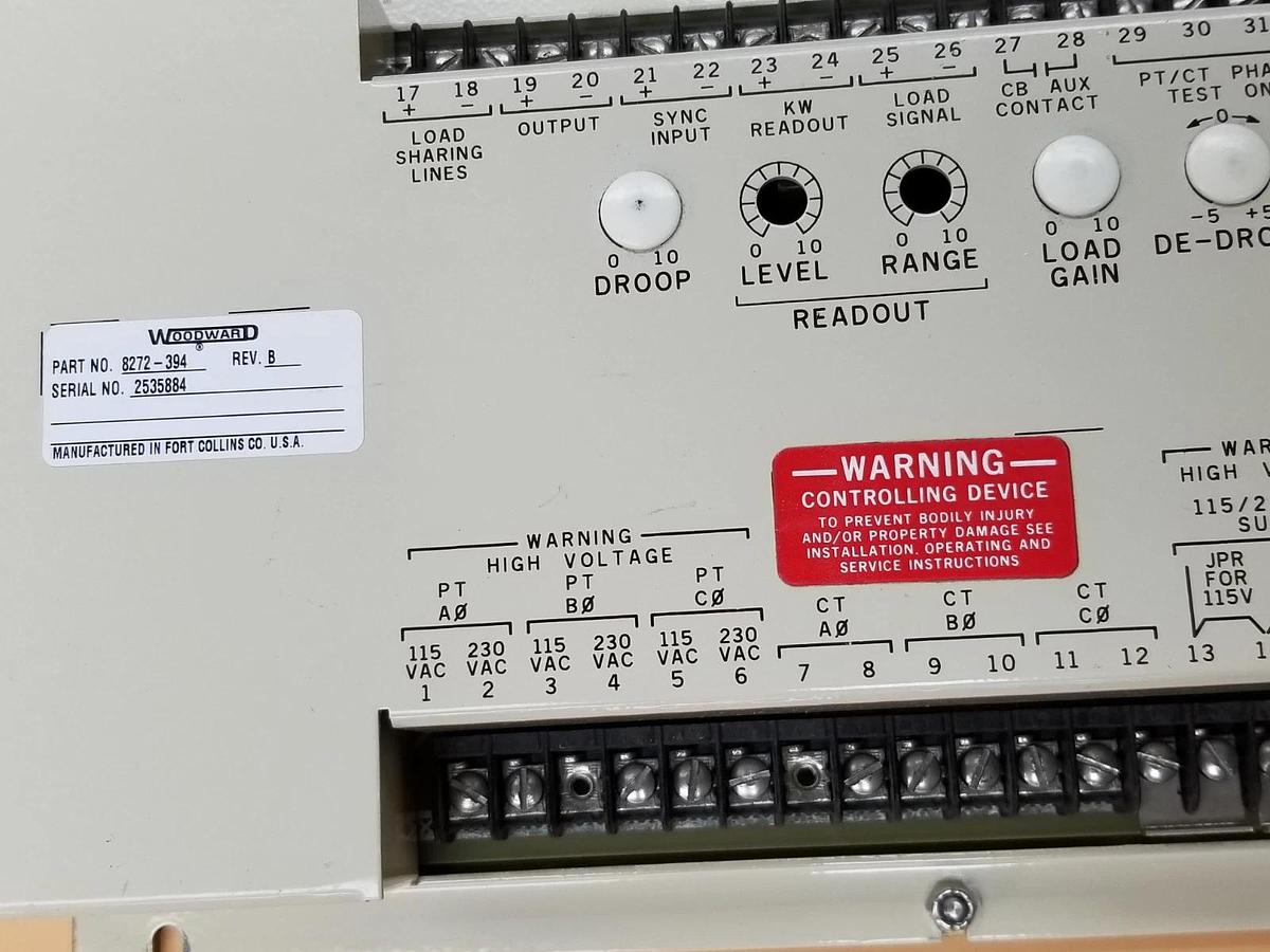 Refurbished WOODWARD GOVERNOR CO. 8272-394 REAL POWER SENSOR REV. B 9503-1 (REPAIRED)