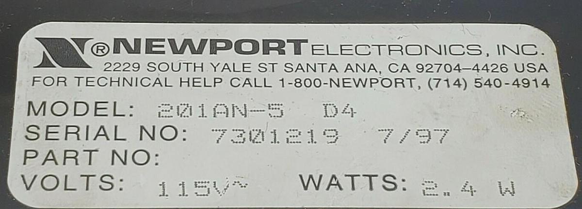 Used NEWPORT ELECTRONICS 201AN-5 DIGITAL VOLTAGE METER 115V 2.4W *MISSING FACEPLATE*