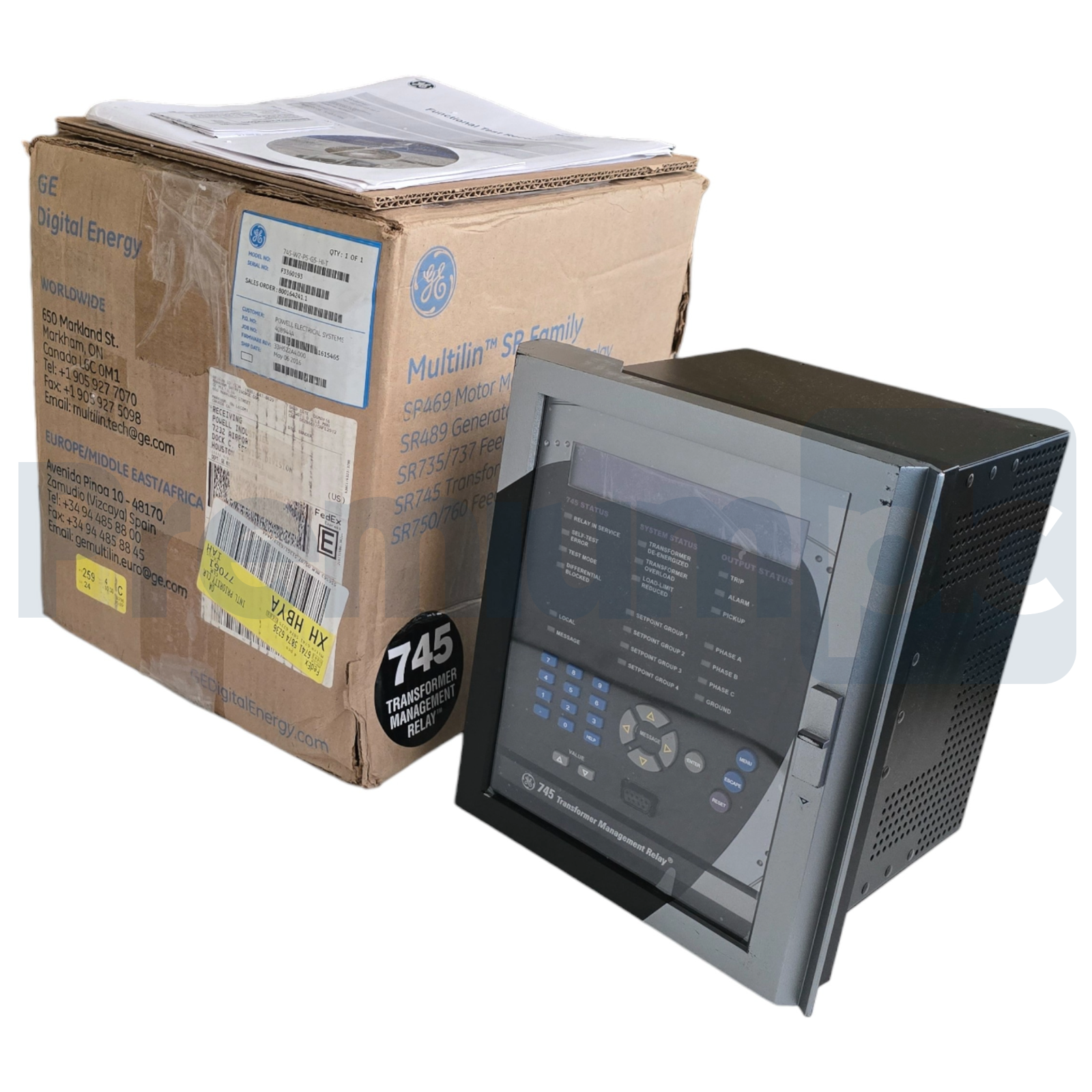 Used GE MULTILIN 745 TRANSFORMER PROTECTION RELAY 745-W2-P5-G5-HI-T w/SR745-CASE NSMP