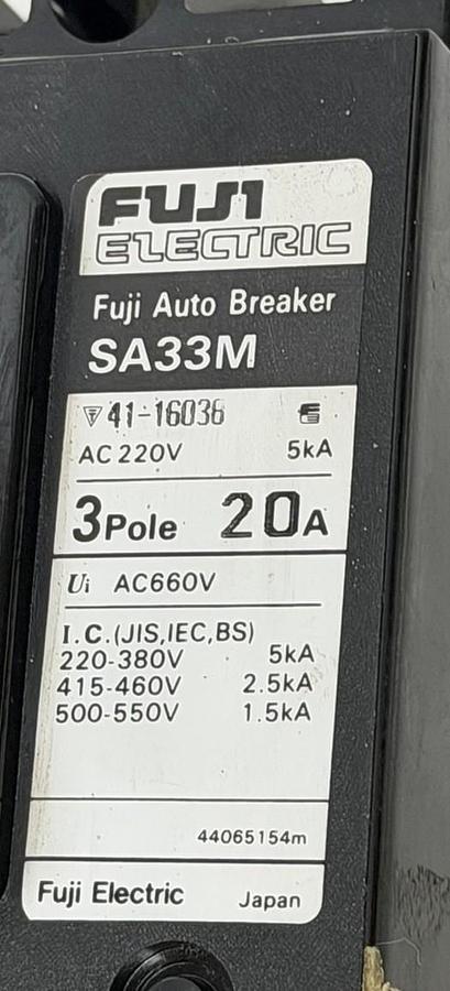 Used NEW FUJI ELECTRIC SA33M FUJI AUTO BREAKER 3-POLE 20A