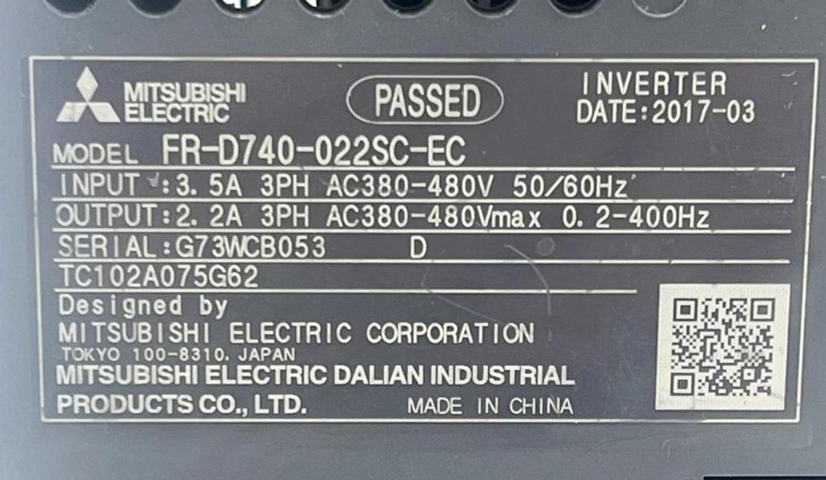Used MITSUBISHI FR-D740-022SC-EC COMPACT SIZE INVERTER 3PH 400V 50/60Hz 2.2A 1HP