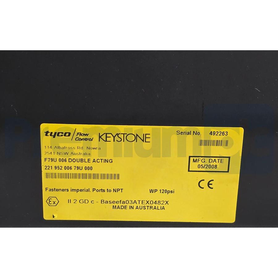 Used Keystone Tyco F79U 006 Double Acting Pneumatic Actuator 221-952-006-79U-000 NSNP