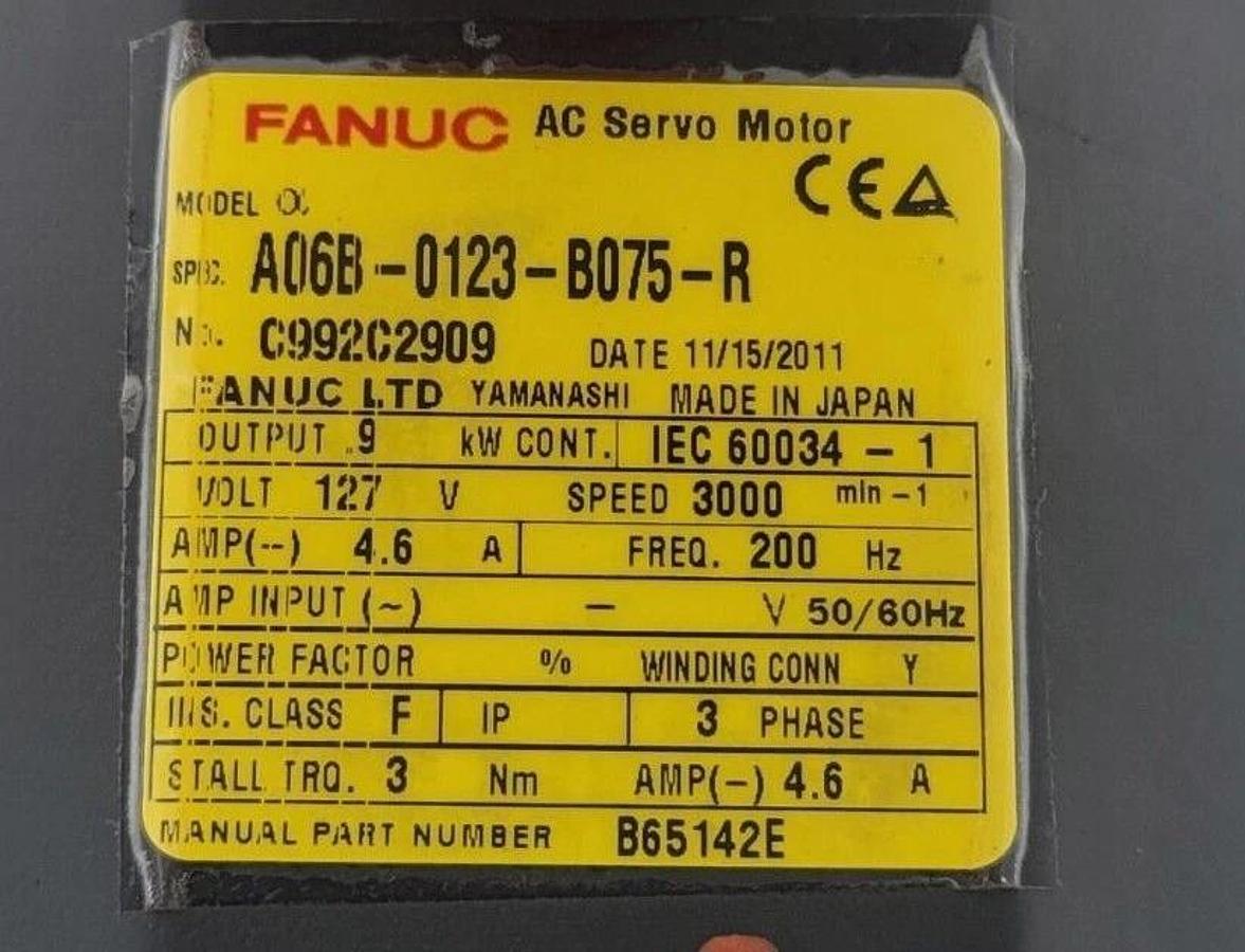 Refurbished FANUC A06B-0123-B075 AC SERVO MOTOR A06B0123B075 REPAIRED