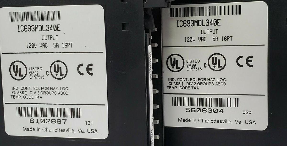 Used LOT OF 2 GE FANUC IC693MDL340E OUTPUT MODULES 120VAC .5A 16PT