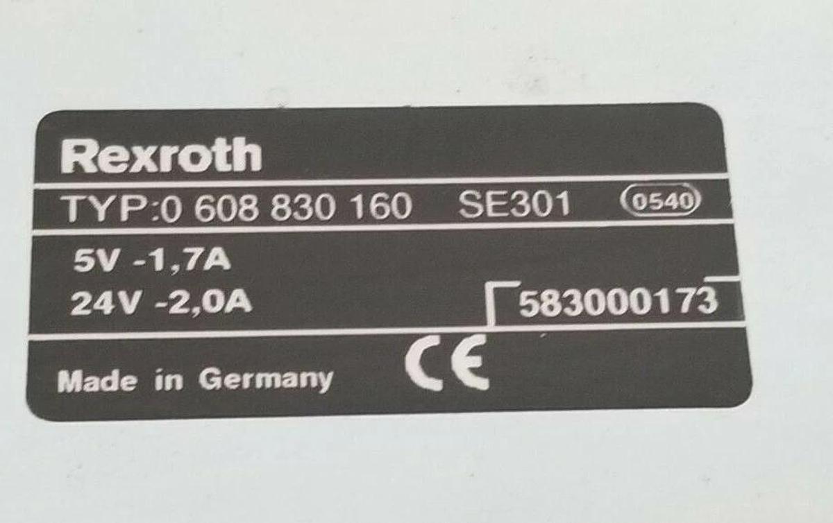 Used BOSCH / REXROTH TYPE: 0 608 830 160 TIGHTENING CONTROLLER SE301 5V-1.7A 24V-2.0A