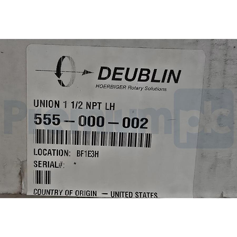 Used Deublin 555-000-002 | 555000002 Brass Rotary Union 1-1/2" NPT LH Thread NSMP