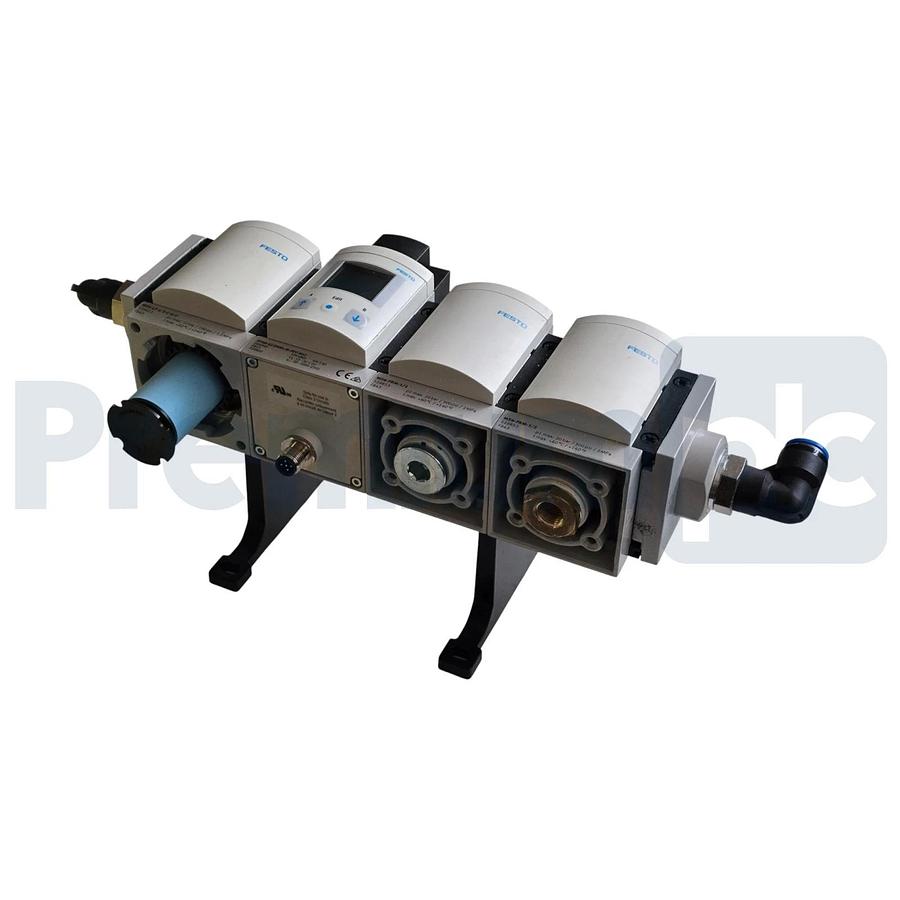 Used Festo SFAM-62-5000L-M-2SV-M12 | 564940 Flow Sensor w/MS6-FRM-1/2 Filter & 529853