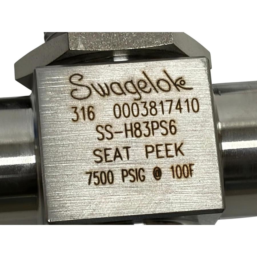Used Swagelok SS-H83PS6 Stainless High Pressure 3-Piece Ball Valve 3/8 in Tube New
