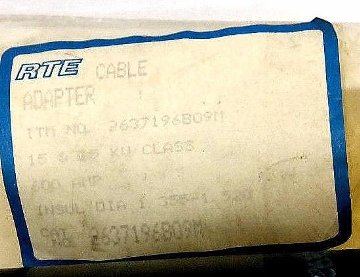 Used NEW RTE 2637196B09M CABLE ADAPTER INSULATOR 15 & 25 KV CLASS, 600 AMP