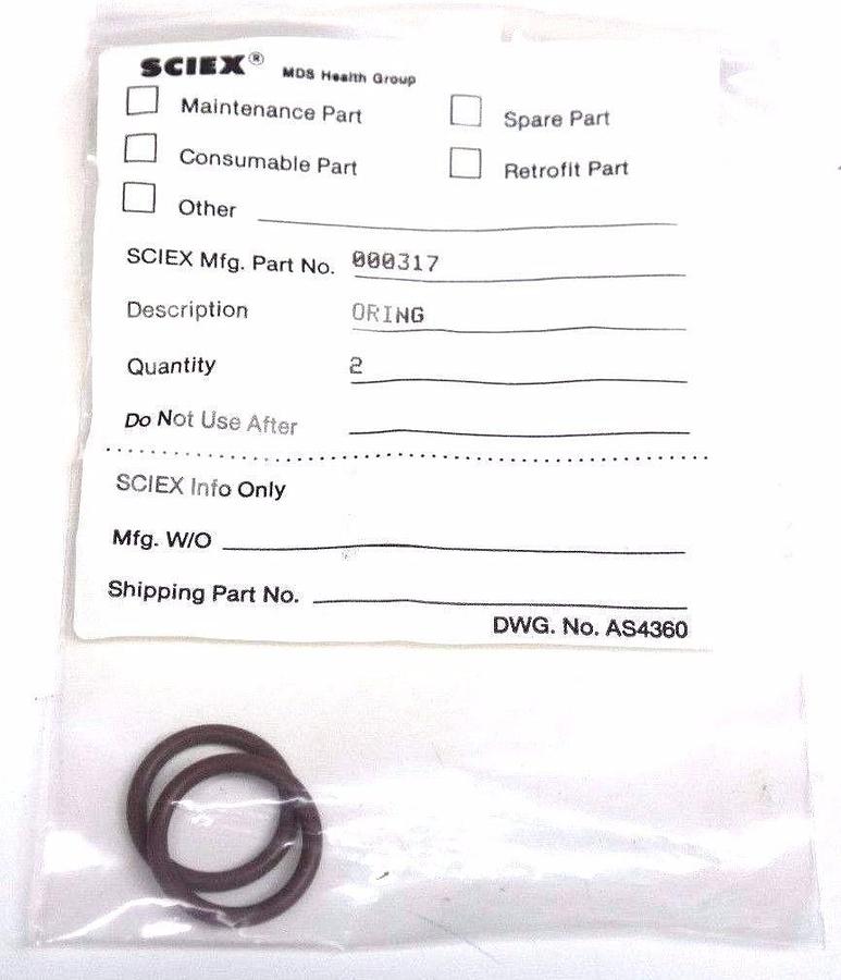 Used NEW MDX SCIEX O-RINGS FOR 001171 MIST ELIMINATOR SPR KIT 000365 000317 000362