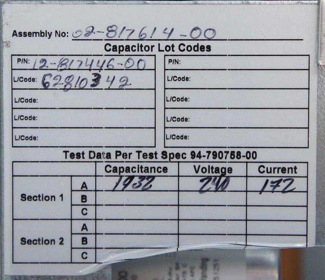 EMERSON LIEBERT 02-817614-00 ASSY, 1000KVA W/ EPCOS B32363-S5466-A080 CAPACITOR