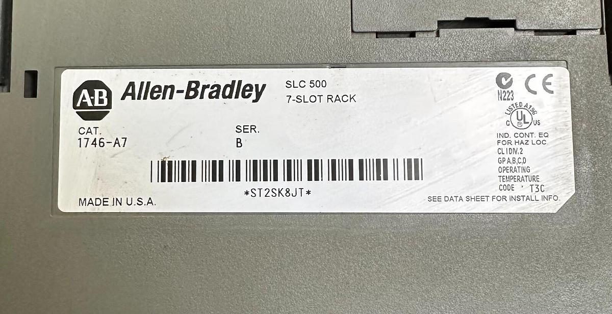 Used ALLEN BRADLEY 1746-P1 /A SLC 500 POWER SUPPLY W/ 1746-A7 /B SLC 7-SLOT RACK