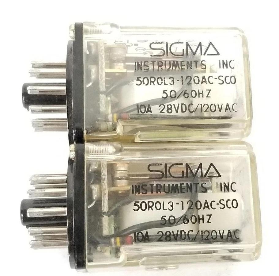 Used LOT OF 2 MAGNECRAFT SIGMA 50R0L3-120AC-SCO RELAYS 50R0L3120ACSCO