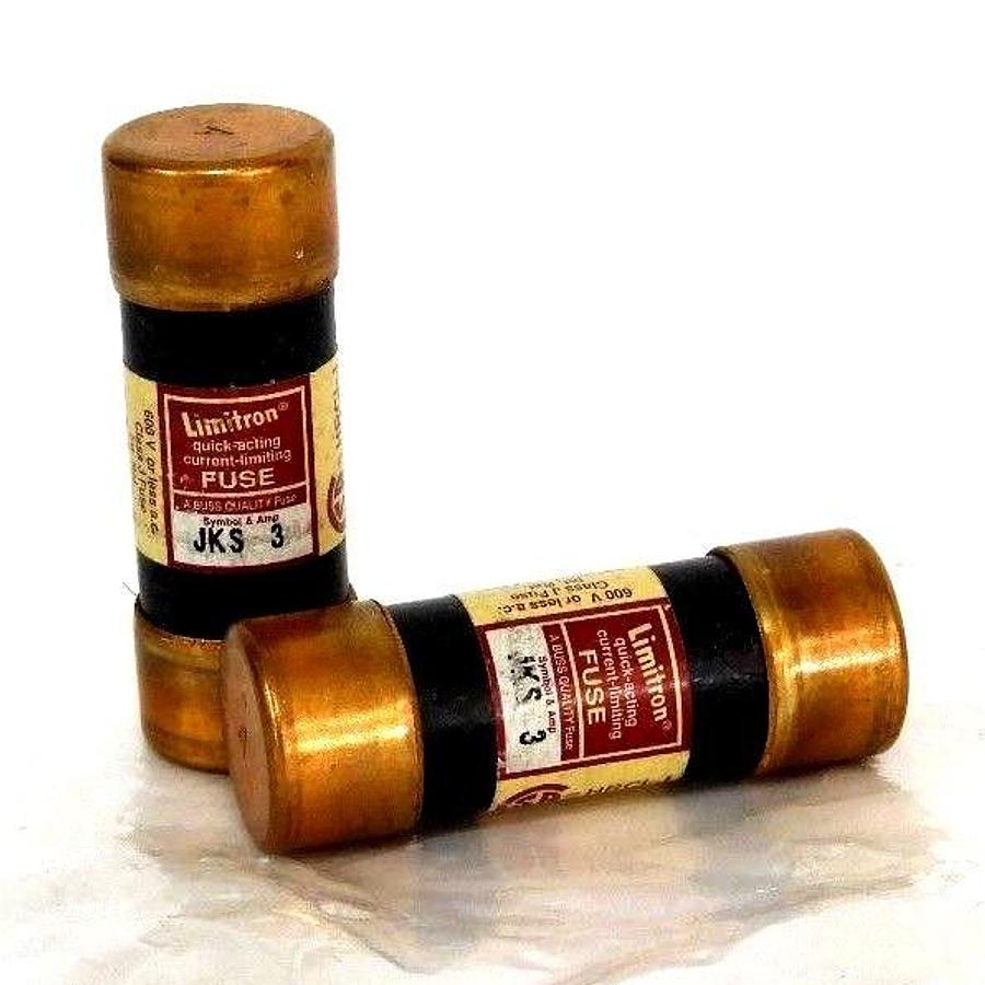 Used LOT OF 2 COOPER BUSSMANN JKS-3 FUSETRON FUSES JKS3 QUICK ACTING