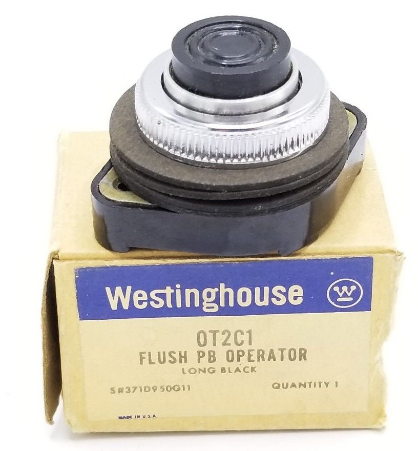 Used WESTINGHOUSE OT2C1 LONG BLACK FLUSH PUSHBUTTON OPERATOR