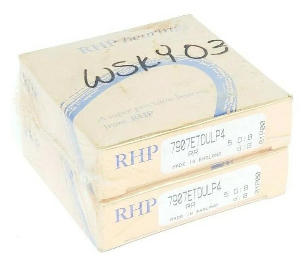 Used SET OF 2 SEALED RHP 7907ETDULP4 SUPER PRECISION BALL BEARINGS