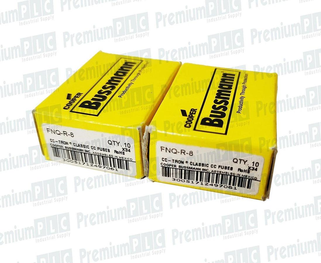 Used LOT OF 20 COOPER BUSSMANN FNQ-R-8 CC-TRON FUSES CLASS CC 8AMP 600V ATQR8 NIB