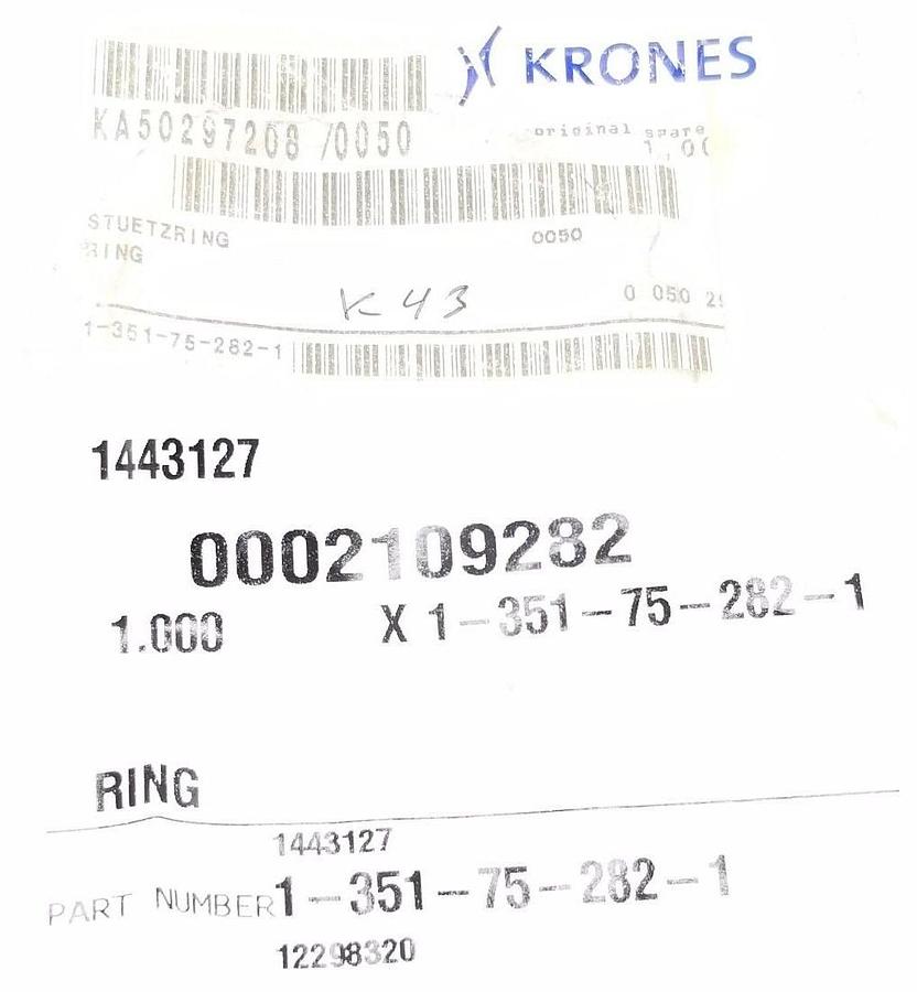 Used NEW KRONES 1-351-75-282-1 RING 1351752821
